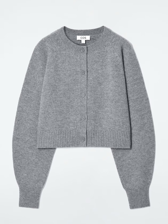 COS Sweaters - COS Cropped Wool Cardigan - Gray, Medium LIKE NEW